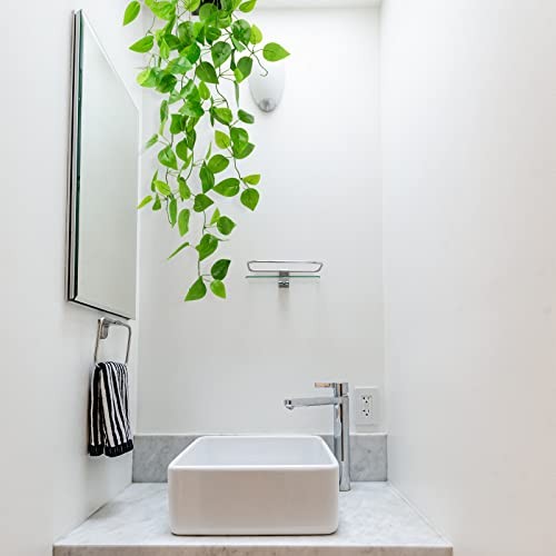 Artificial Hanging Pothos Plant in Black Pot, 39.37 in Faux Ivy Vine