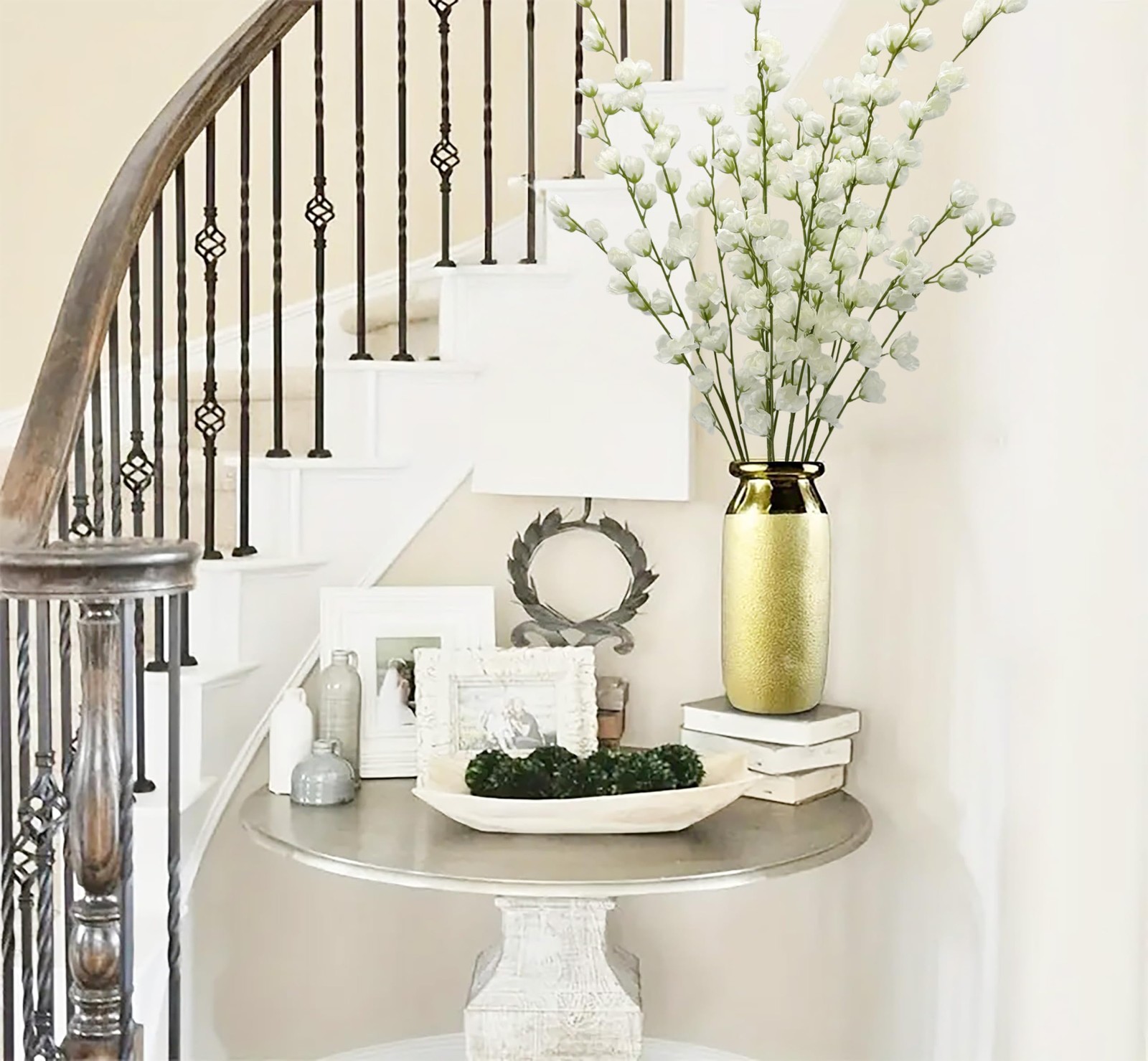 Artificial Forsythia Branches Fake Wildflowers White 41″ Silk Flowers with Lo…