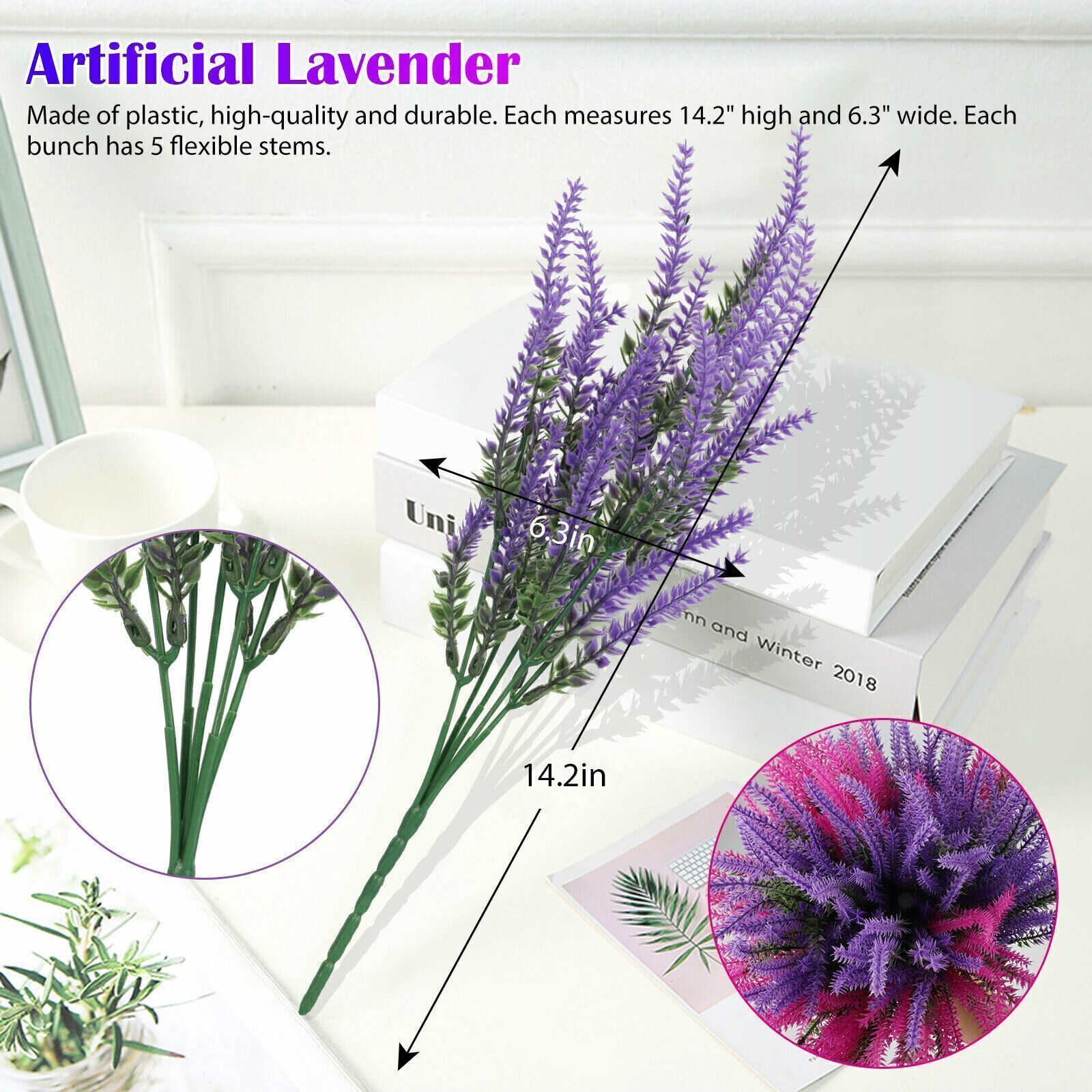 Lot Artificial Flowers Fake Plants Lavender Tulips Rose Violet Home Garden Decor