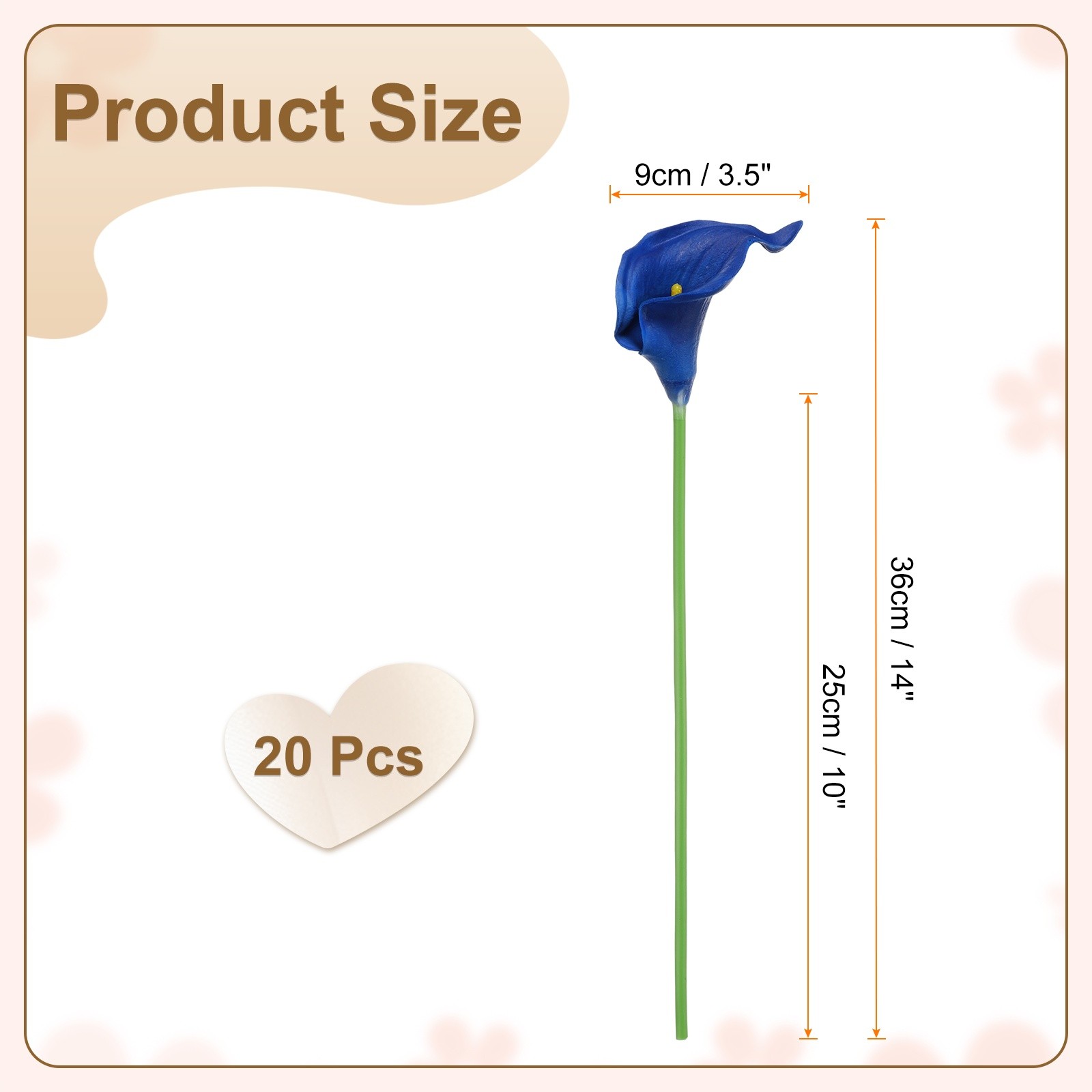 20pcs Artificial Calla Lily Fake Silk Flowers for Home Decor Dark Blue
