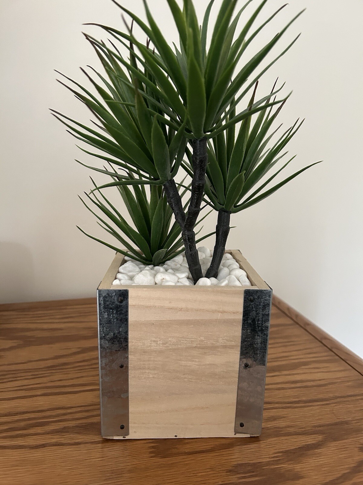 Artificial Small Green Tree Plant In Wooden Box Planter