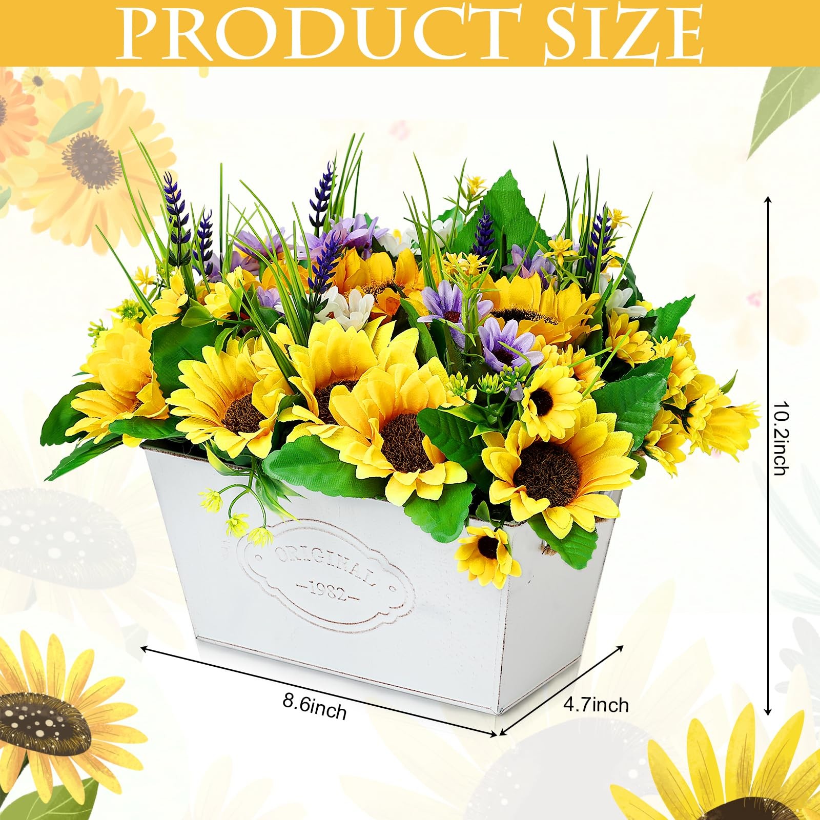 Scawim Pre-Made Sunflower Centerpieces for Tables, Farmhouse Artificial Sunflowe