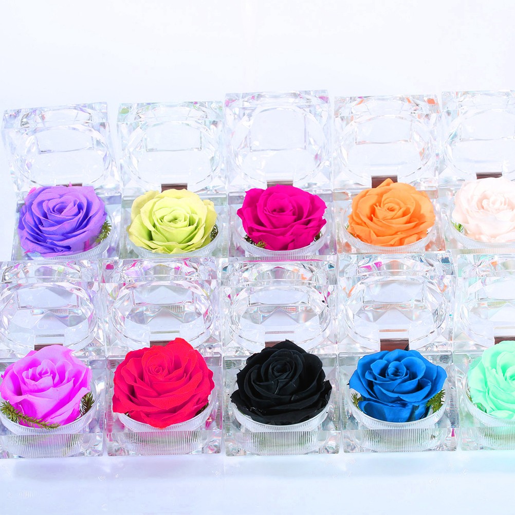 Valentine’s Day Simulation Flower Preserved Material Rose with White