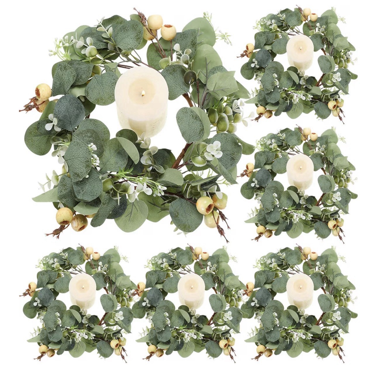 Faux Eucalyptus Wreath Base 12 Inch Greenery Candle Ring DIY Craft Supply