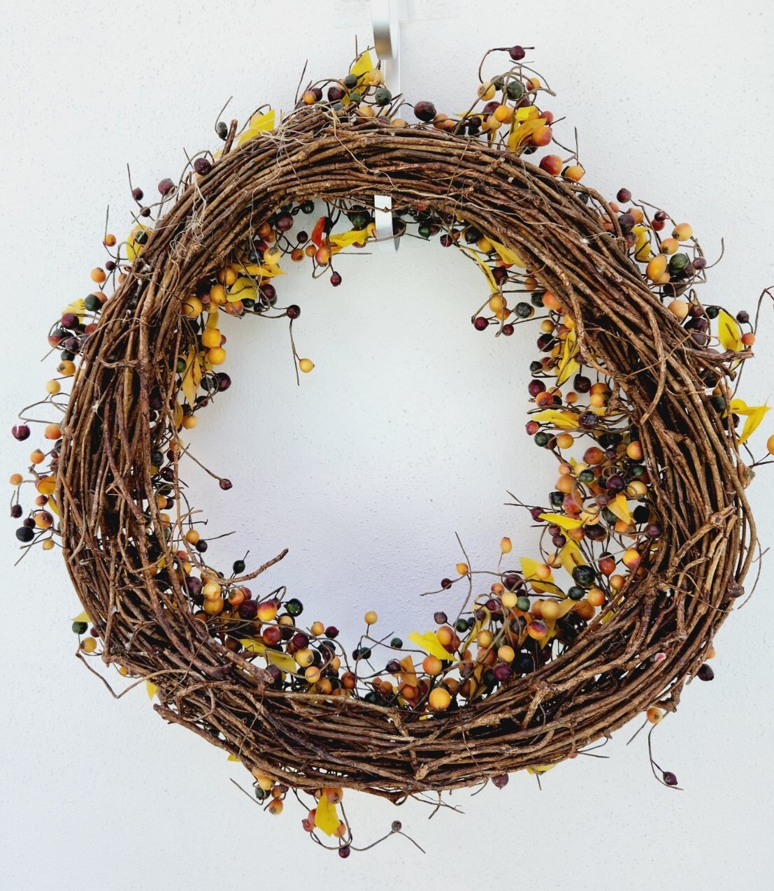 Primitive Rustic Fall BERRY WREATH Twig Base 18″ Across and 18″ Tall