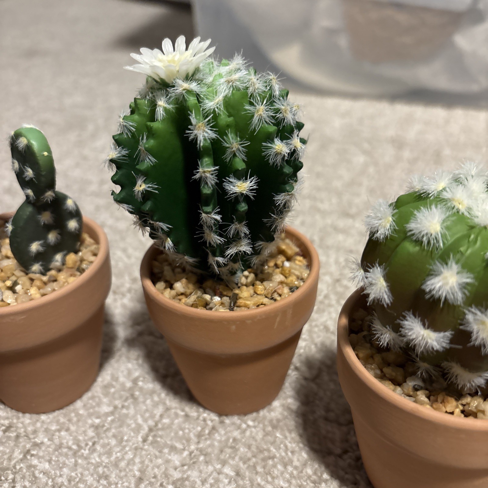 Mini Artificial Cactus Plants in Terracotta Pots 4 Pcs Potted Faux Succulents