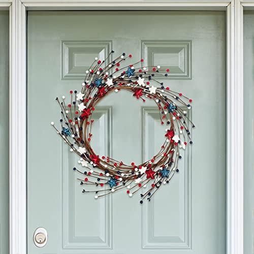 6pcs Patriotic Artificial Berry Stem, 27“ Red White Blue Berries Picks for