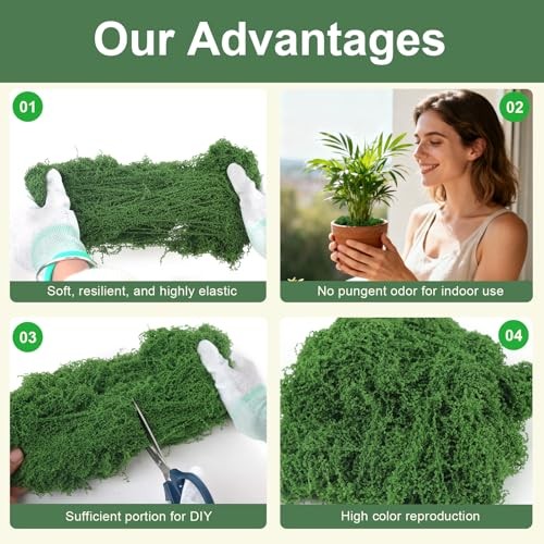 12OZ Artificial Fake Moss for Crafts Plants Indoor with Non 12oz Dark Green