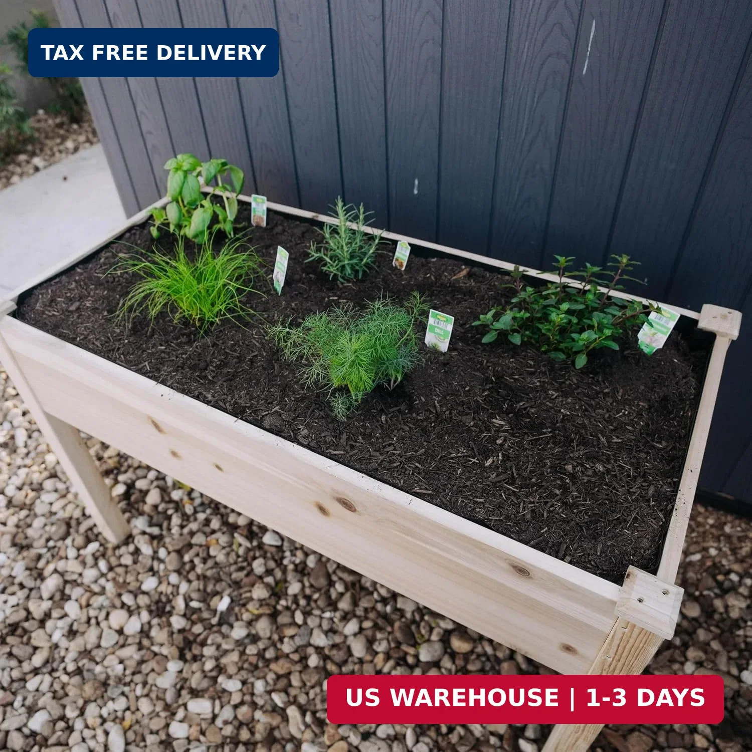 Backyard Expressions Wooden Raised Garden Bed|Elevated Planter Box with Included