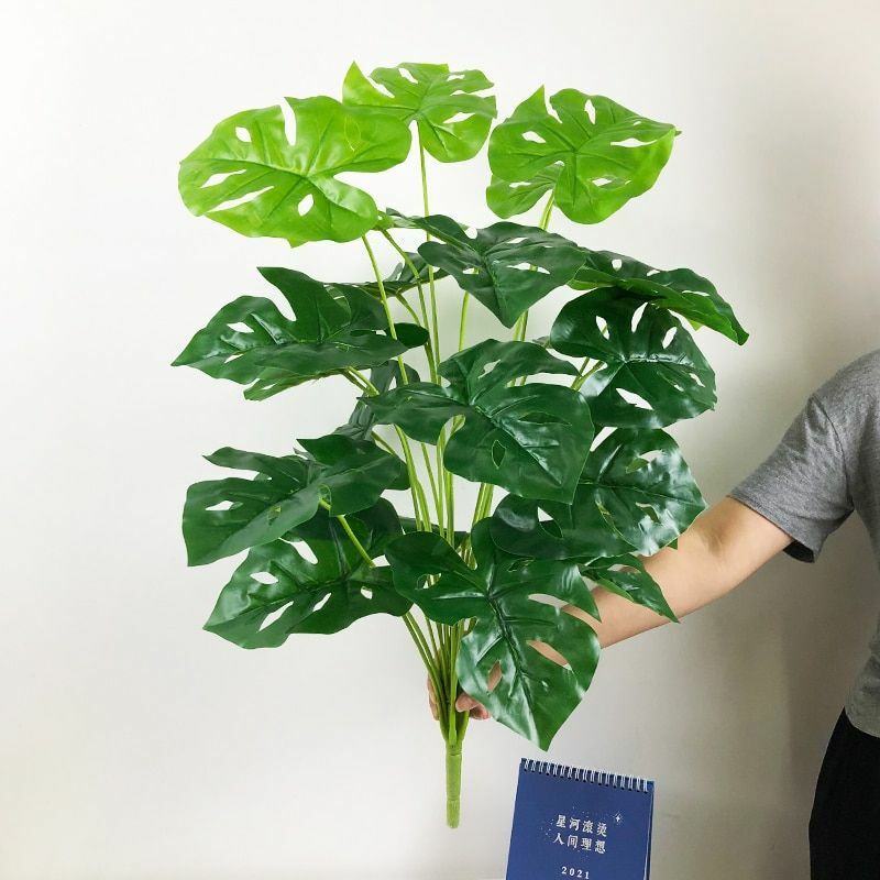 Tropical Large Palm Green Plant Leaves Tree Artificial Monstera Home Decoration