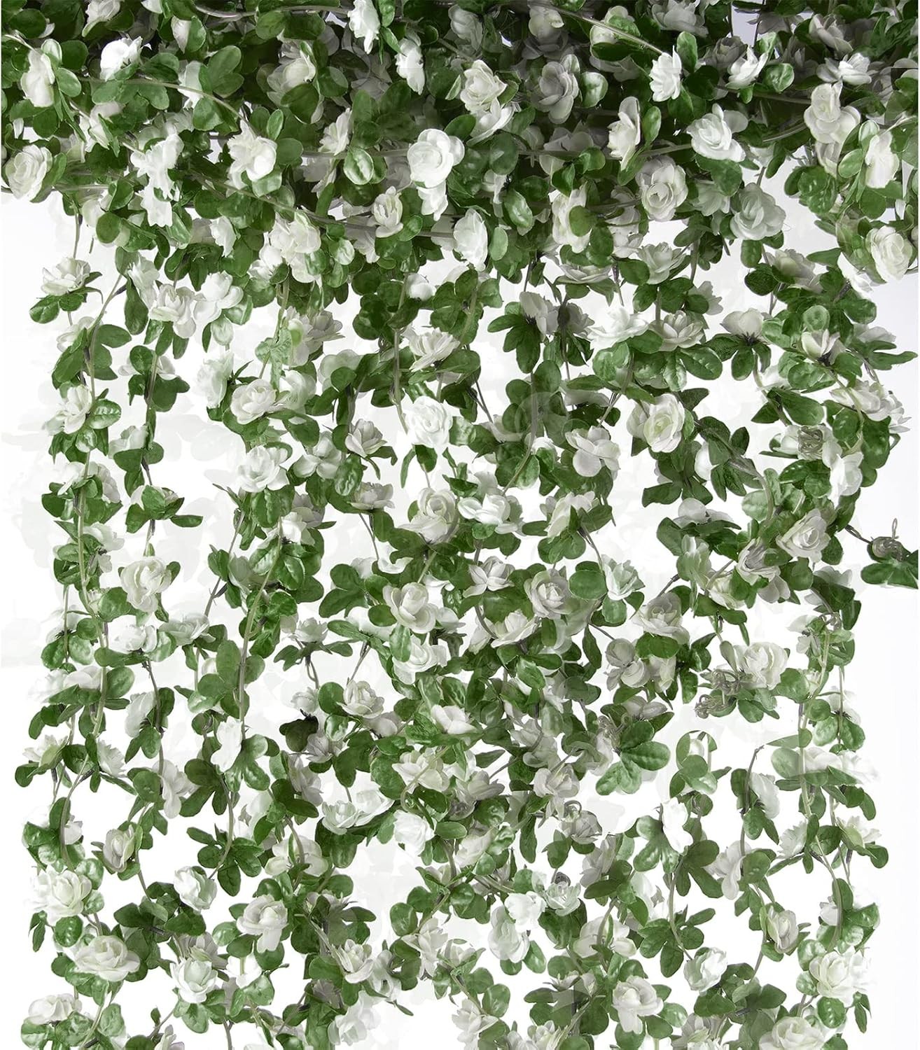 8 Pcs 8.2′ Artificial Rose Garland, Pink Flower Vine Faux Hanging Decor