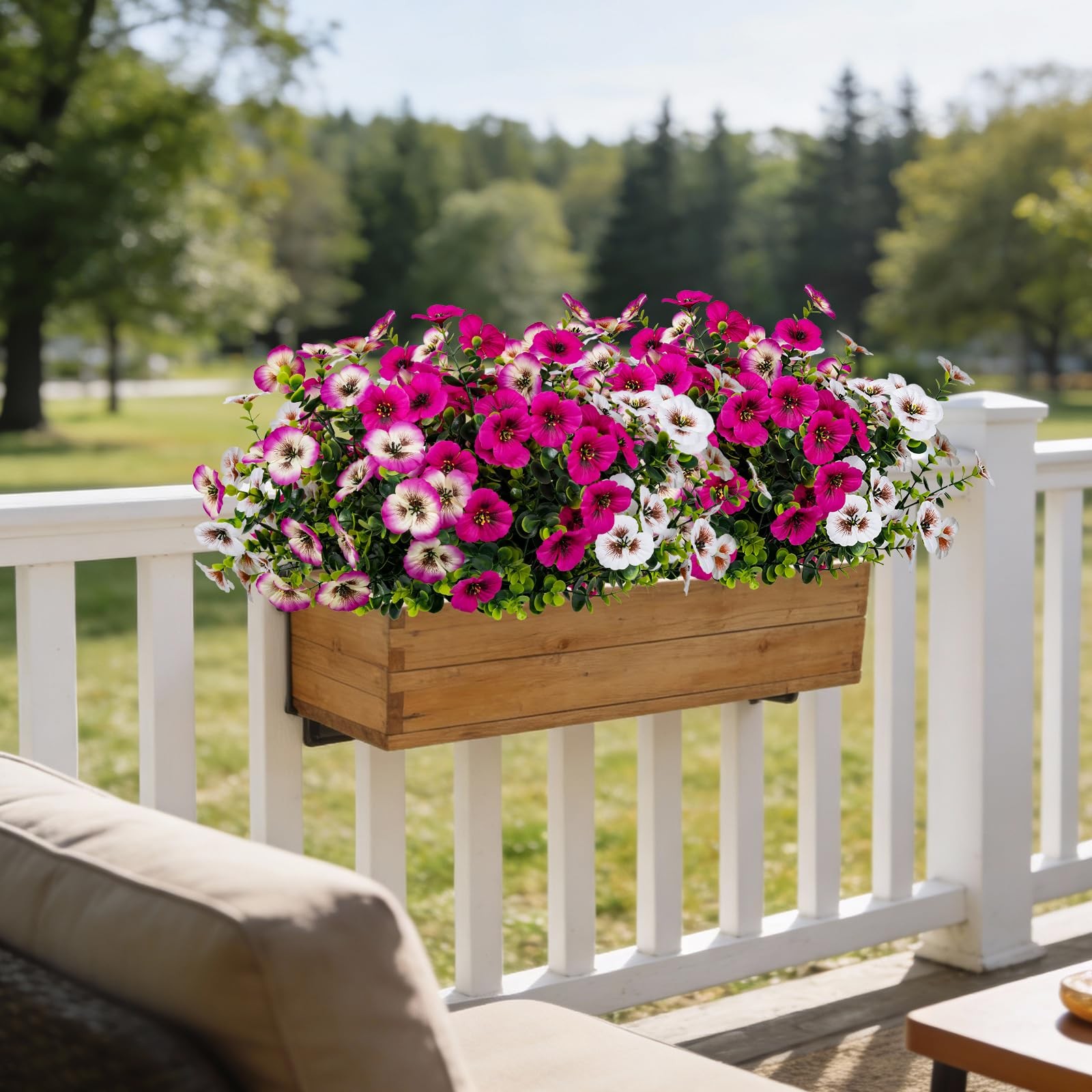 17 Inch Artificial Faux Pansy Flowers for Outdoor,Fake Pansies Flowers with E…