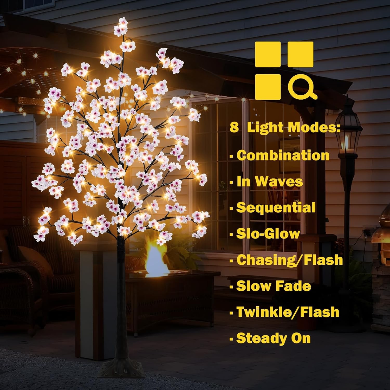 Uieke Cherry Blossom Tree, 6FT 96 Fairy Lights Artificial Lighted Tree Pink