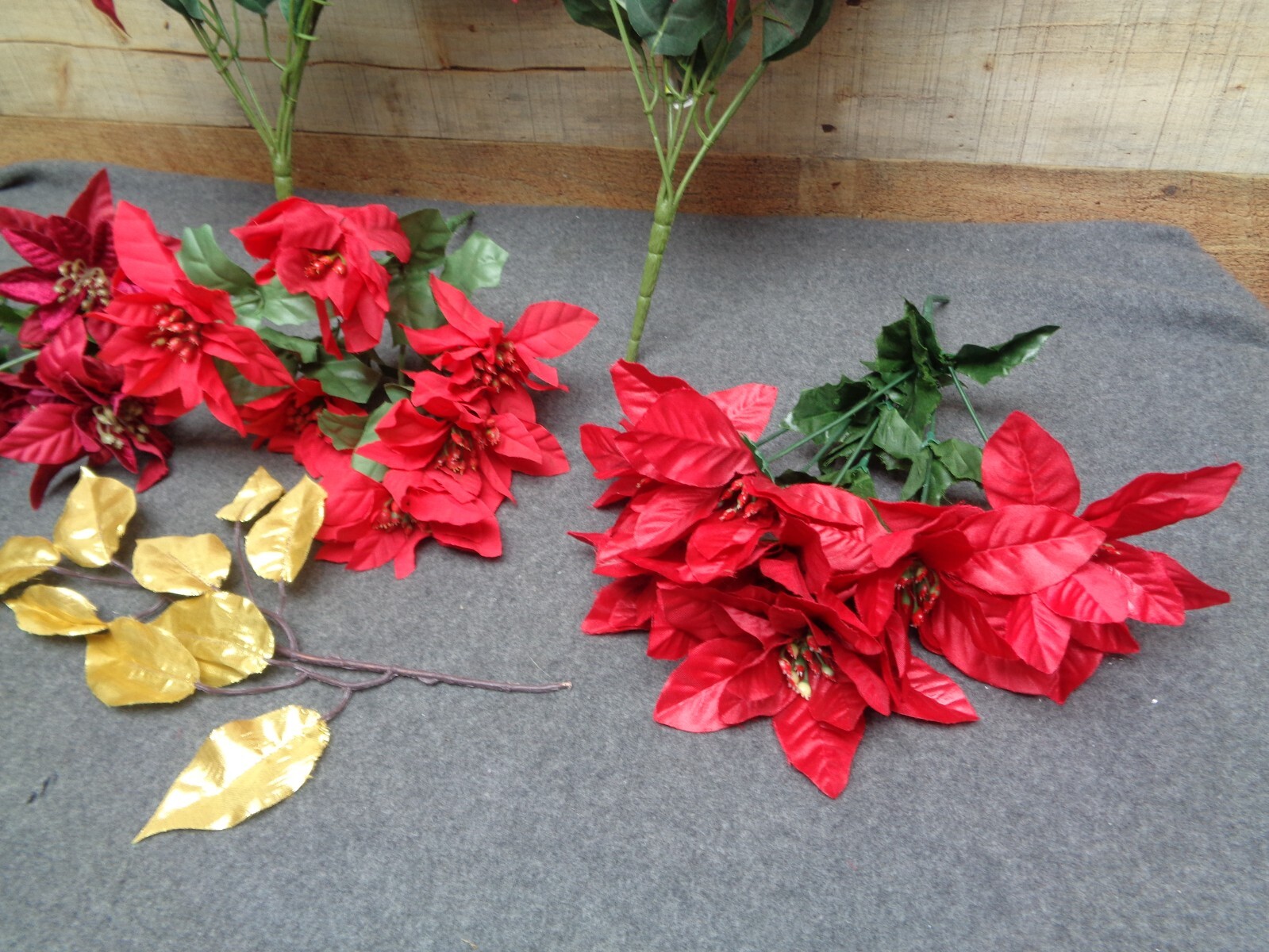 7- Poinsettia Artificial Silk Floral Stems