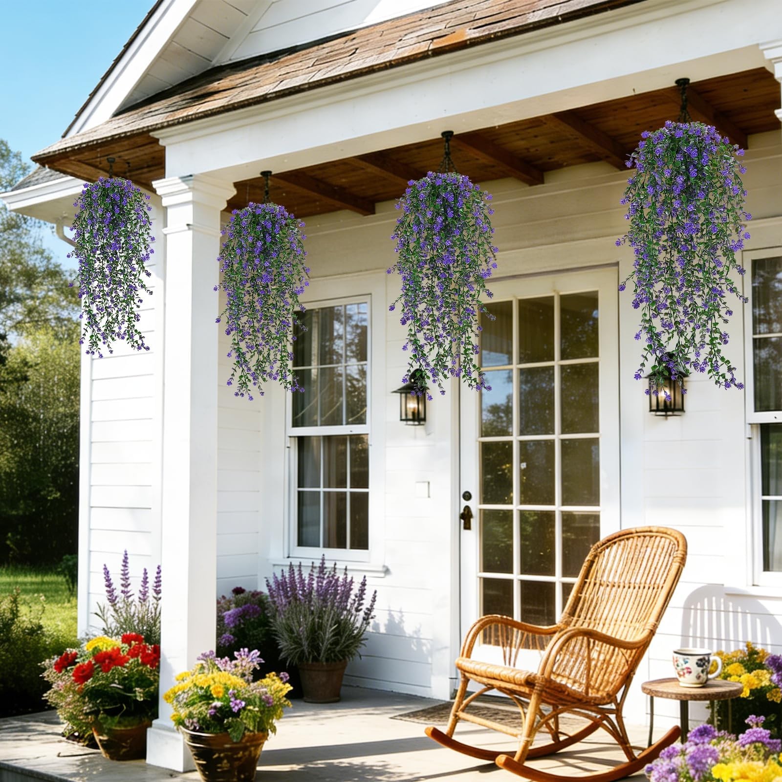 Artificial Hanging Flowers 30″ Long Faux Eucalyptus Vine 12 Pcs – UV Resistant