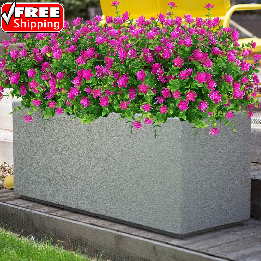 Artificial Flowers Fake Outdoor UV Resistant Boxwood Plants Shrubs 4 Pack, Faux