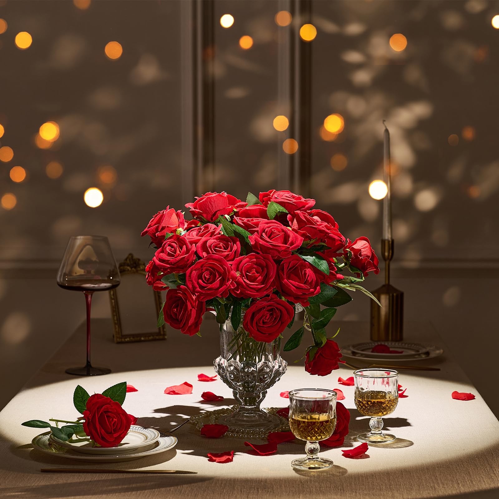 Artificial Roses 48PCS Red Velvet 2.76″ Blooms 20″ Stems – DIY Wedding Decor