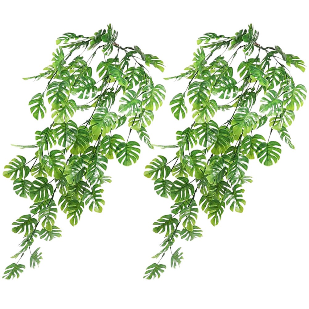 2 Pcs Fake Monstera Leaf Hanging Plants Artificial That Monestera Vine