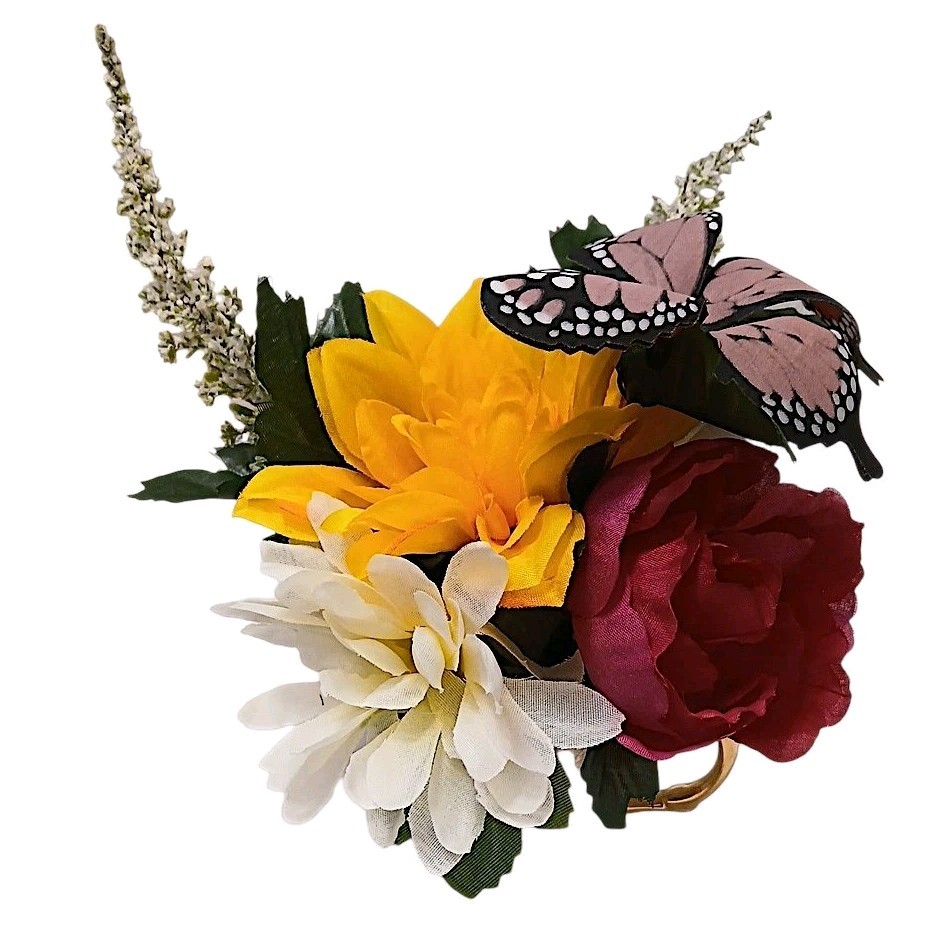 Pink Butterfly Floral Arrangement Tea Cup POP-IN Bridal Party Birthday Get Well