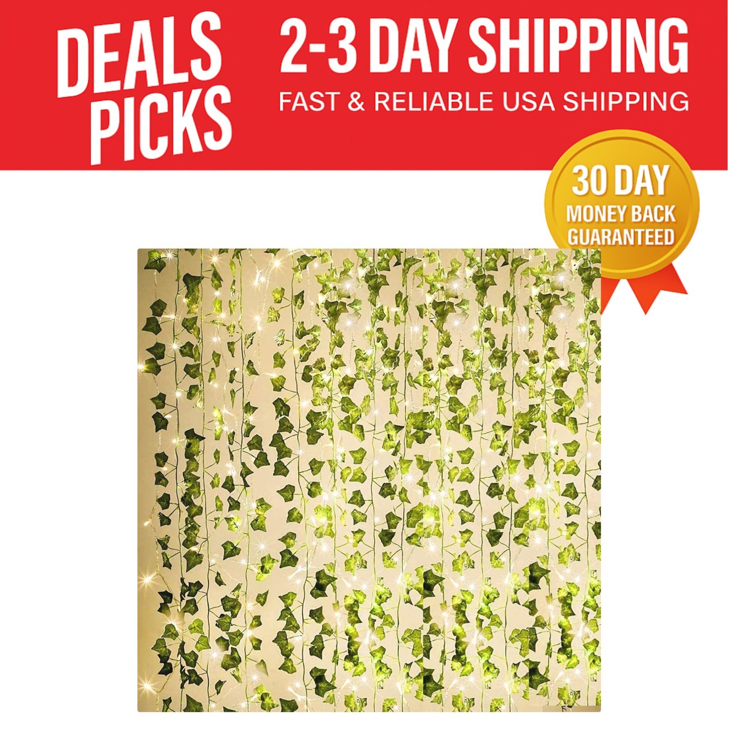Energy Efficient 80 LED Ivy Garland – 84Ft Faux Plants for Indoor/Outdoor Decor