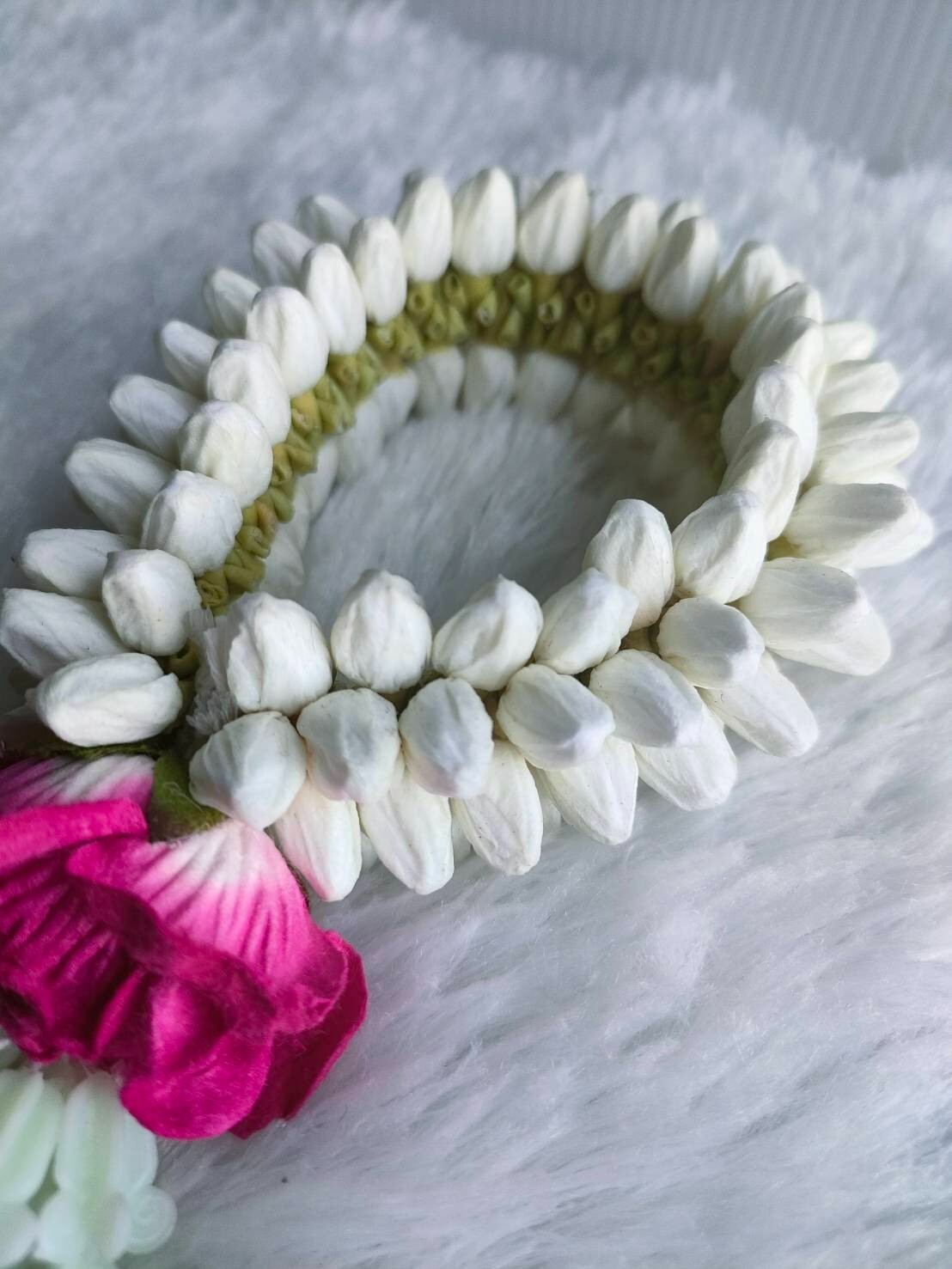 Garland Artificial Jasmine flowers Tissue Paper Fragrant Glue White Round Ubamal