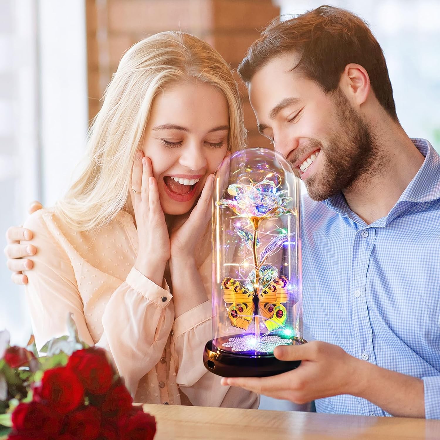 Galaxy Glass Rose Dome Eternal Crystal Rose Butterfly