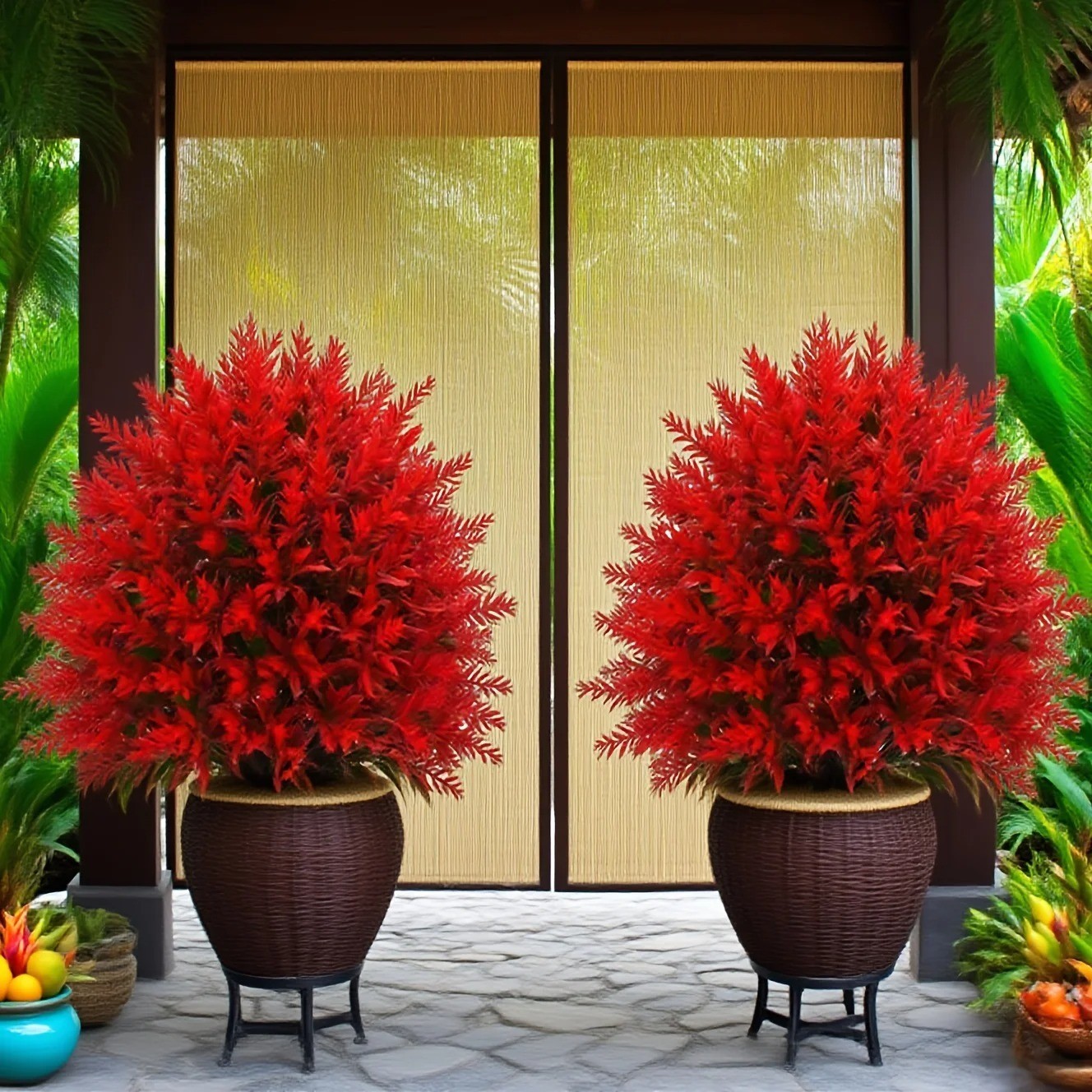 Red Lavender Artificial Ground Stake Flowers no pot 45 cm 17.72 inch