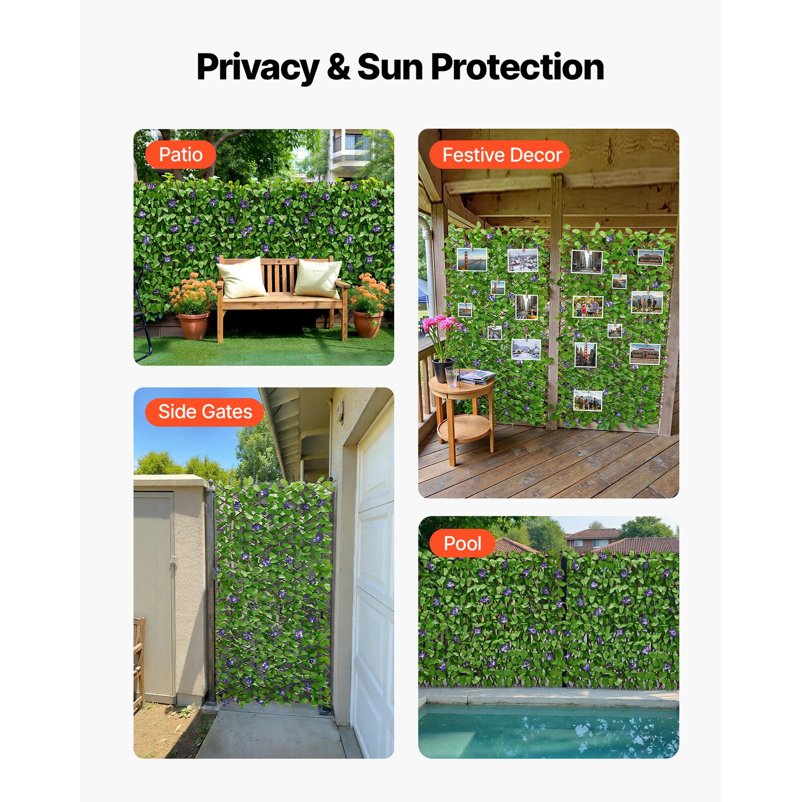 Uimoso Expandable Privacy Fence Screen 25.5x122in Artificial Ivy Wall for Patio