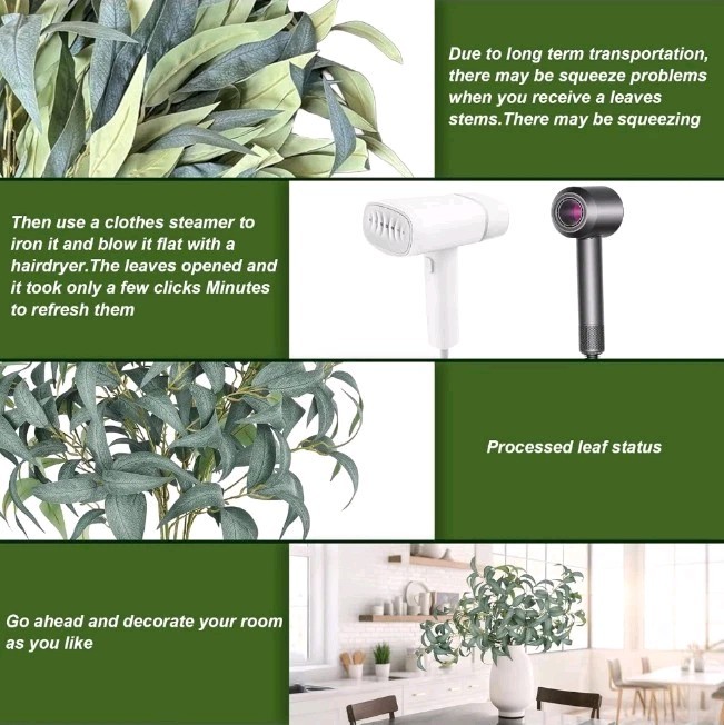 Artificial Greenery Stems for Vase, 5 Pcs Tall Fake Plants Branches Faux Gree…