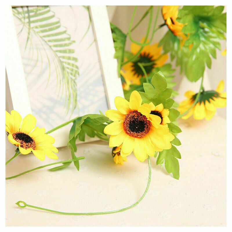 240cm Artificial Silk Sunflower Ivy Vine with Green Leaves Hanging Garland
