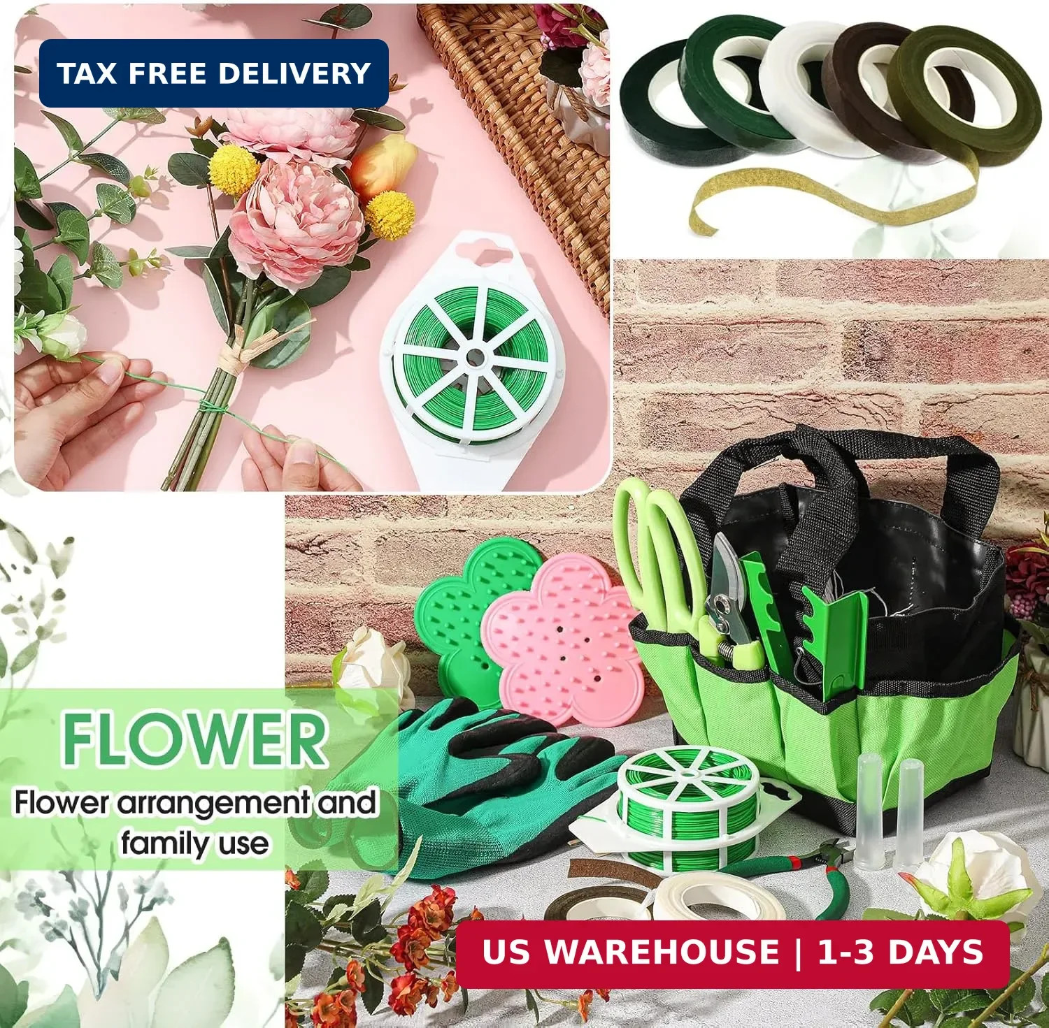 207 Pcs Flower Arrangement Supplies Florist Garden Tool Gift Kit for Women Inclu