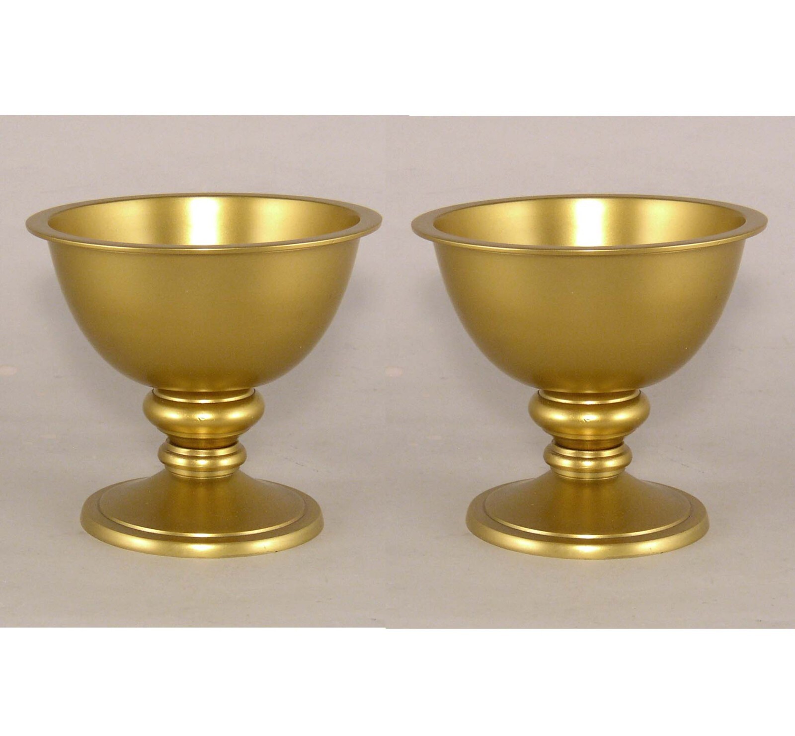 Compote Bowl 6″D 5.25″Hi Set/2 Gold Finish Cast Aluminum Pedestal FREE SHIPPING