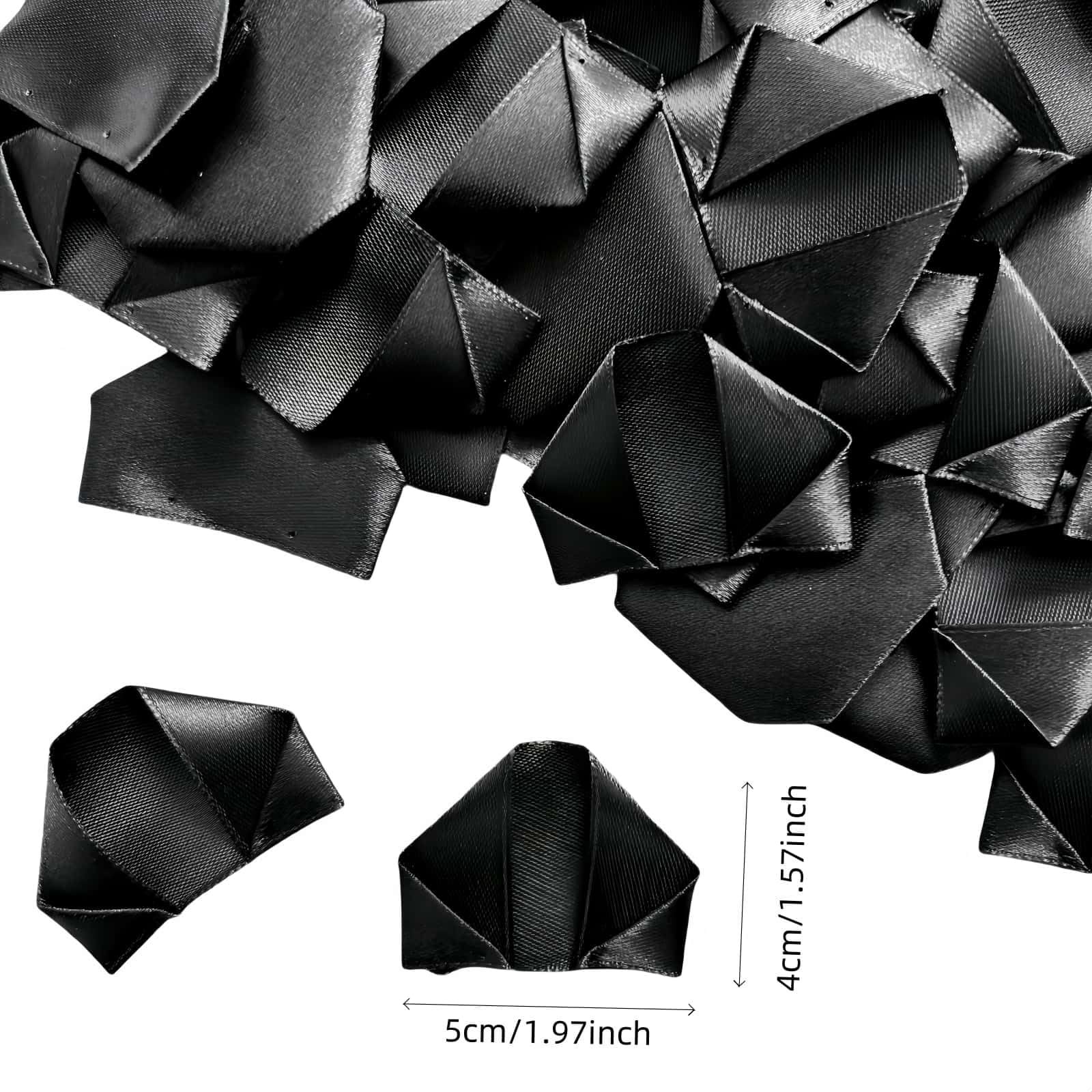 100 Pcs Black PreShaped Satin Ribbon Petals Wedding DIY Forever Rose