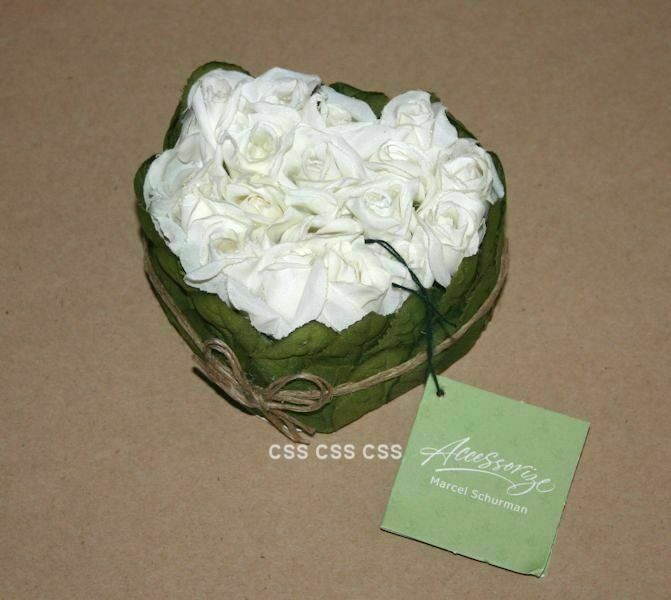 Marcel Schurman Bridal Shower Wedding Hostess Gift Heart Shape Faux White Roses