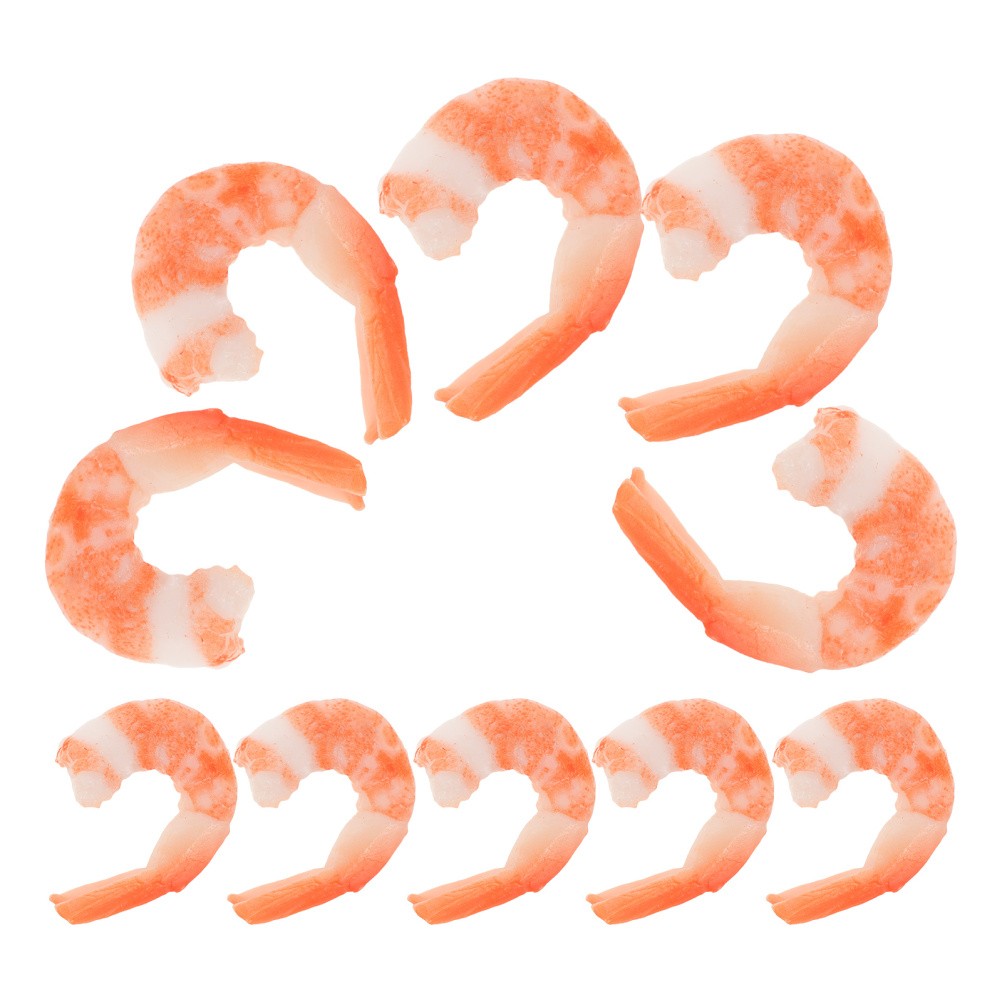 10 Pcs Plastic Cooked Shrimp Model Realistic Food Toy Decoration For Party