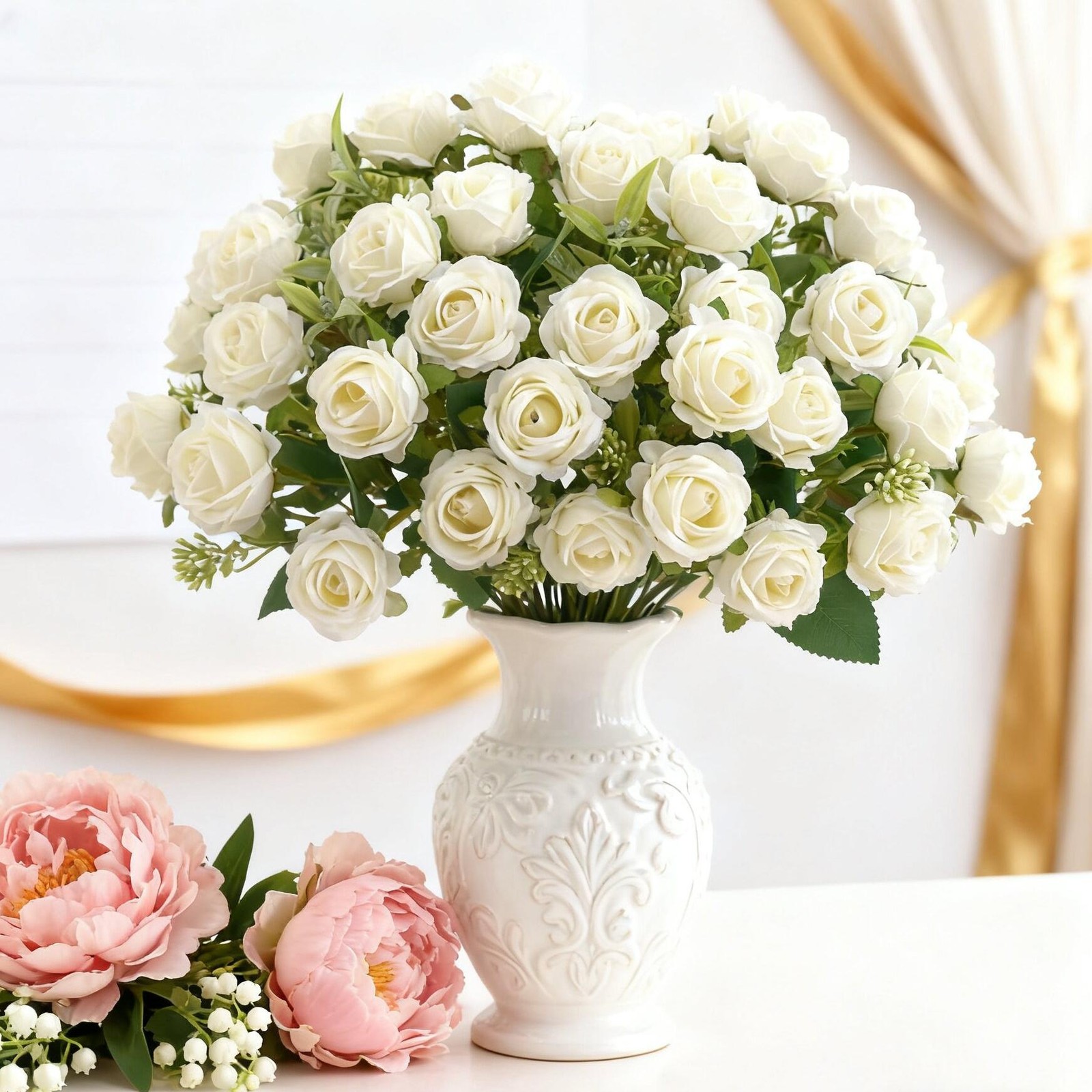 10 Head Silk Rose Artificial Flowers Bouquet Wedding Party Home Vase DIY Decor