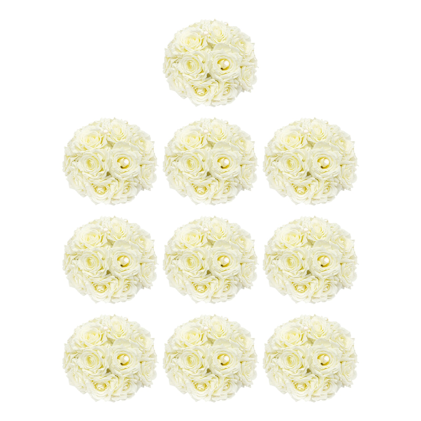 10 Pcs Handmade Bouquet Party Wedding Artificial Flower Balls Deco, Milky White