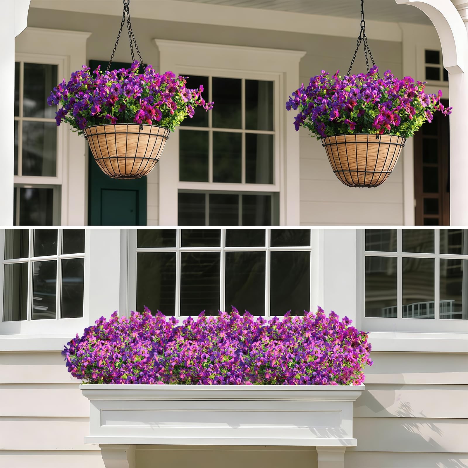 Artificial Flowers for Outdoors, UV Resistant Fake Flowers, Realistic Faux Pl…