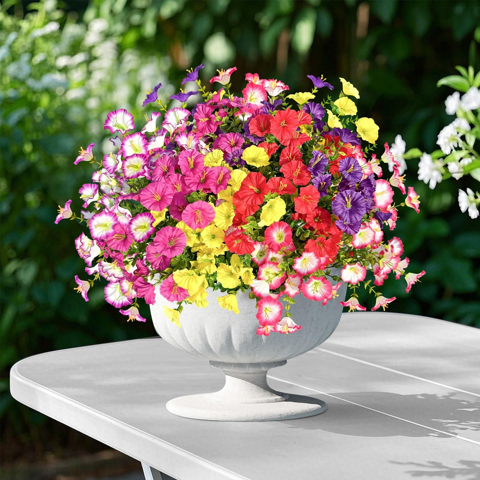 18 Bundles Artificial Faux Flowers Plants for Outdoors Decor-6 Colors