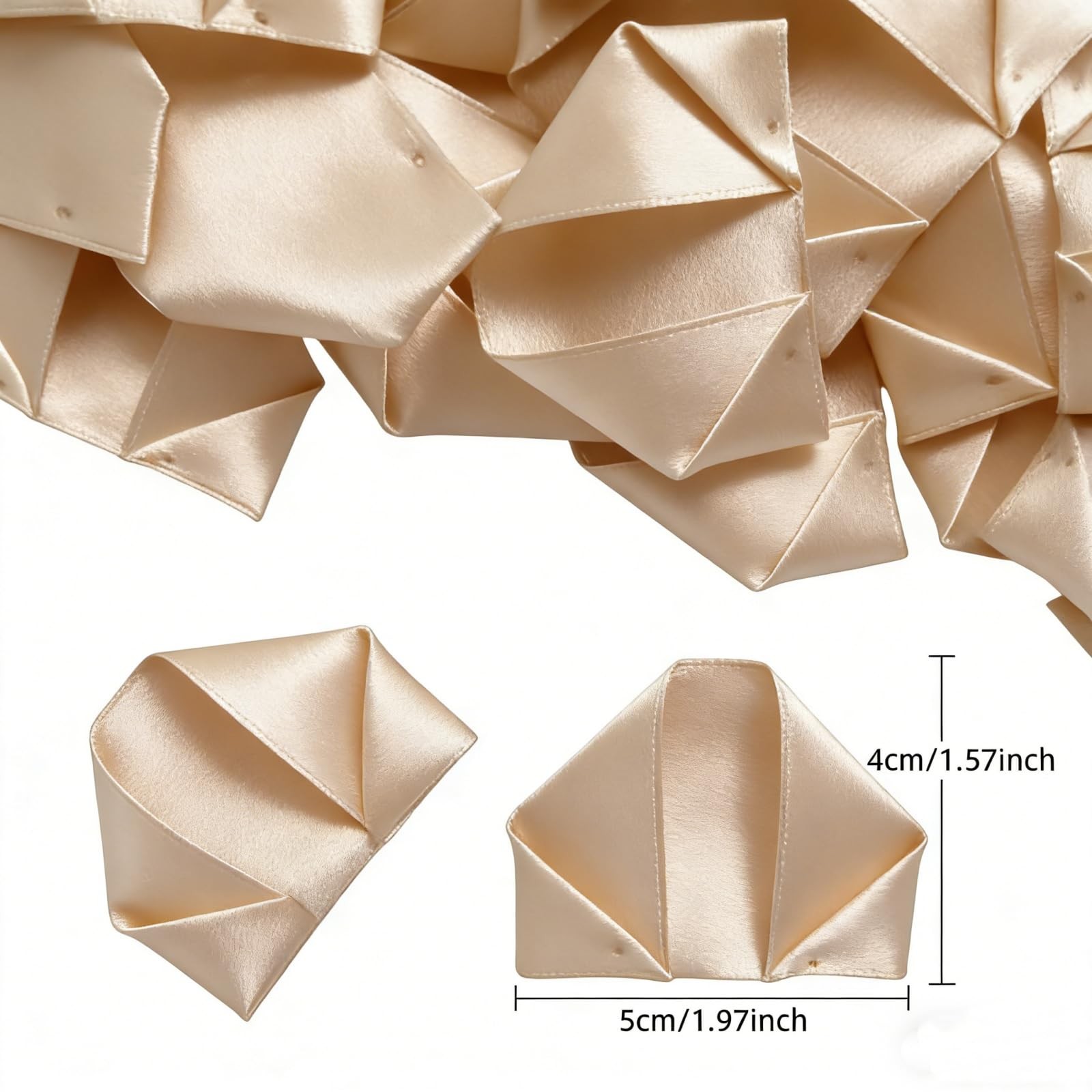 300Pieces Premade Satin Ribbon Rose Petals Half-Finished for Eternal Rose DIY…