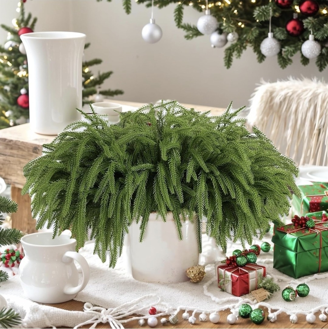 Norfolk Pine Branches 12pcs 18″ Soft Faux In/Out Home Decor Vase Not Inc NIB