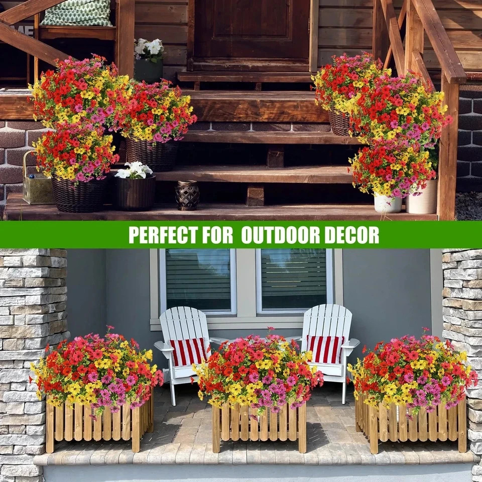 Artificial Flowers for Outdoors 12 Bundles Realistic Faux Plants UV Resistant…