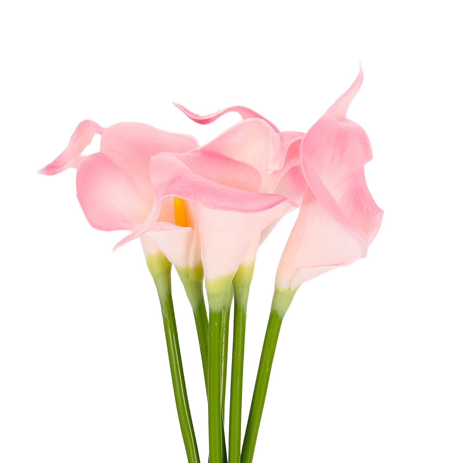 6Pcs 13 Inch Artificial Calla Lily Fake Flowers Real Touch Light Pink/Yellow]