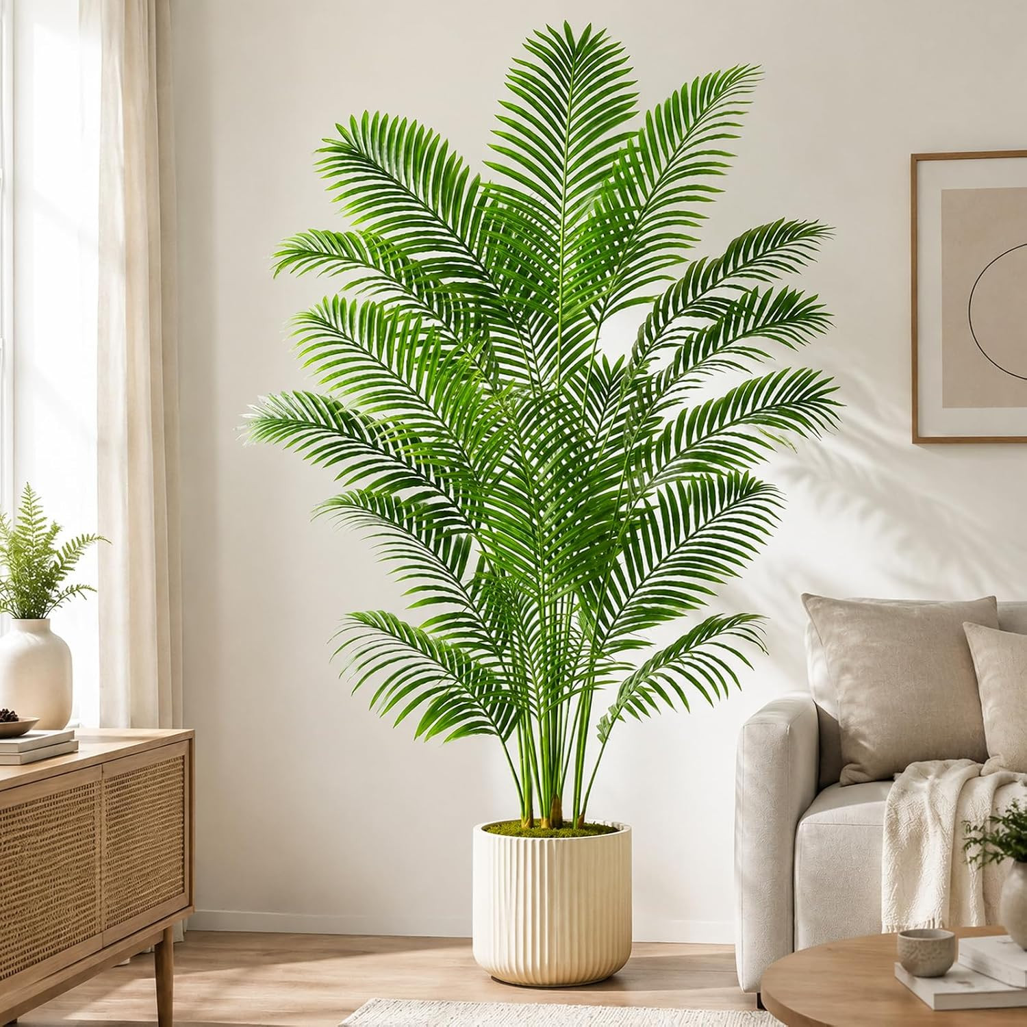 6FT Artificial Areca Palm Tree Faux Indoor Plant 18 Leaves Home Office Decor Pot