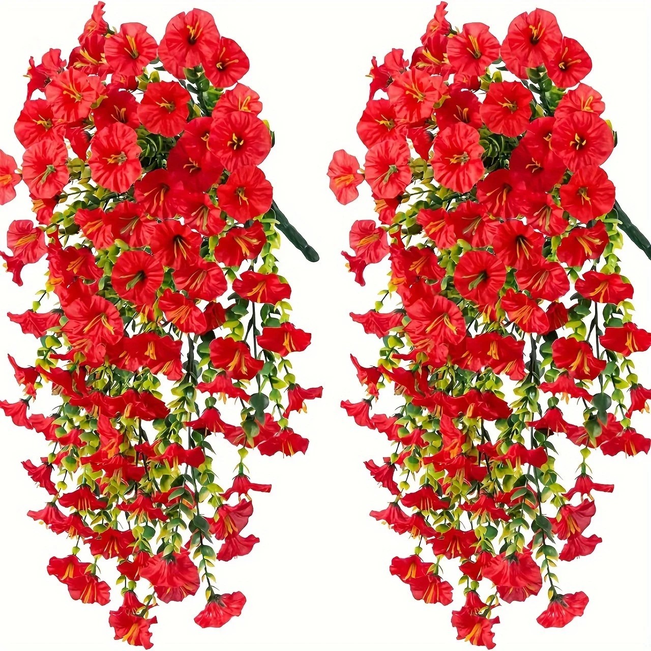 2pcs UV-Resistant Artificial Morning Glory & Eucalyptus Hanging Decor for Home &