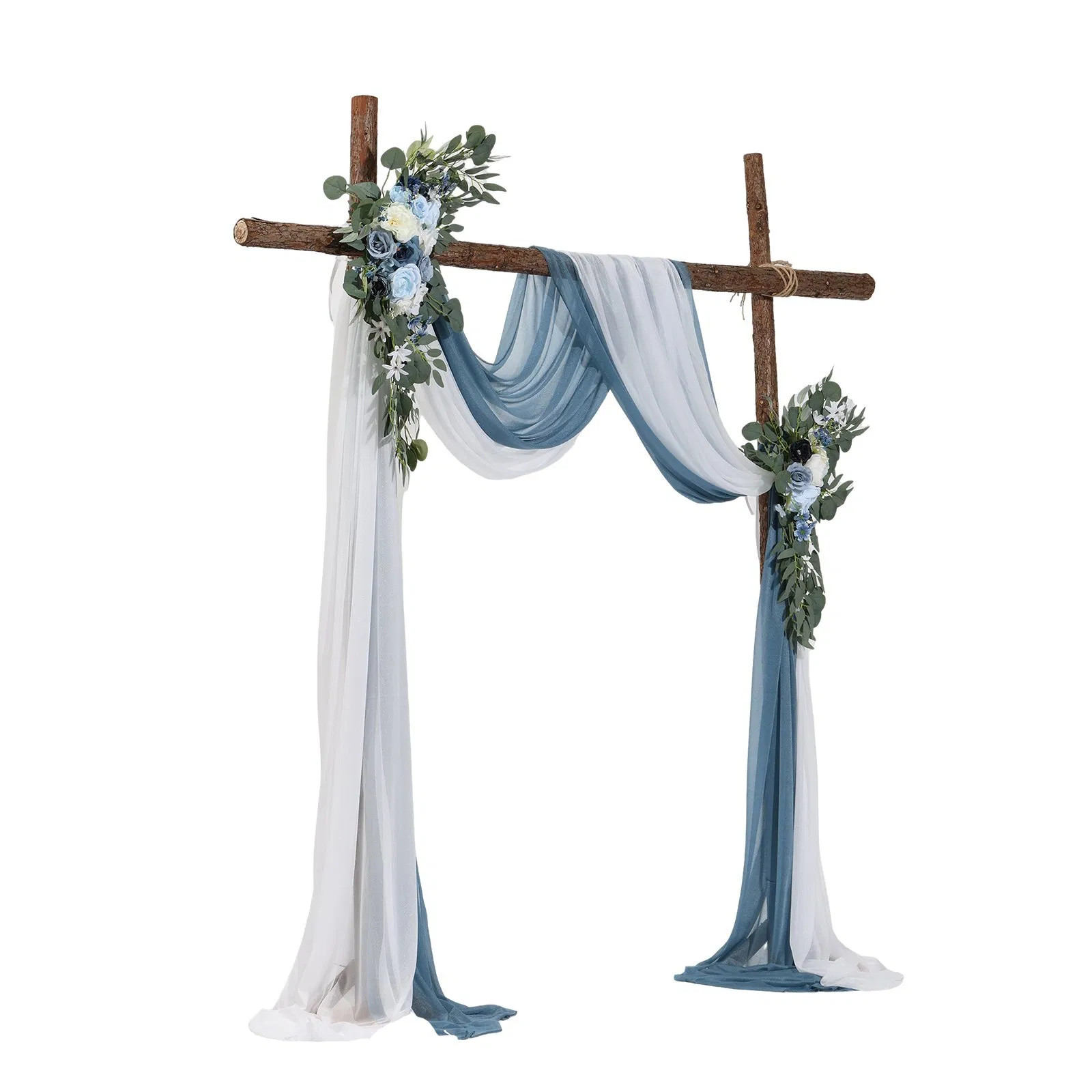 Artificial Wedding Arch Flowers Kit, Blue Wedding Arch Flowers with Drapes Kit (