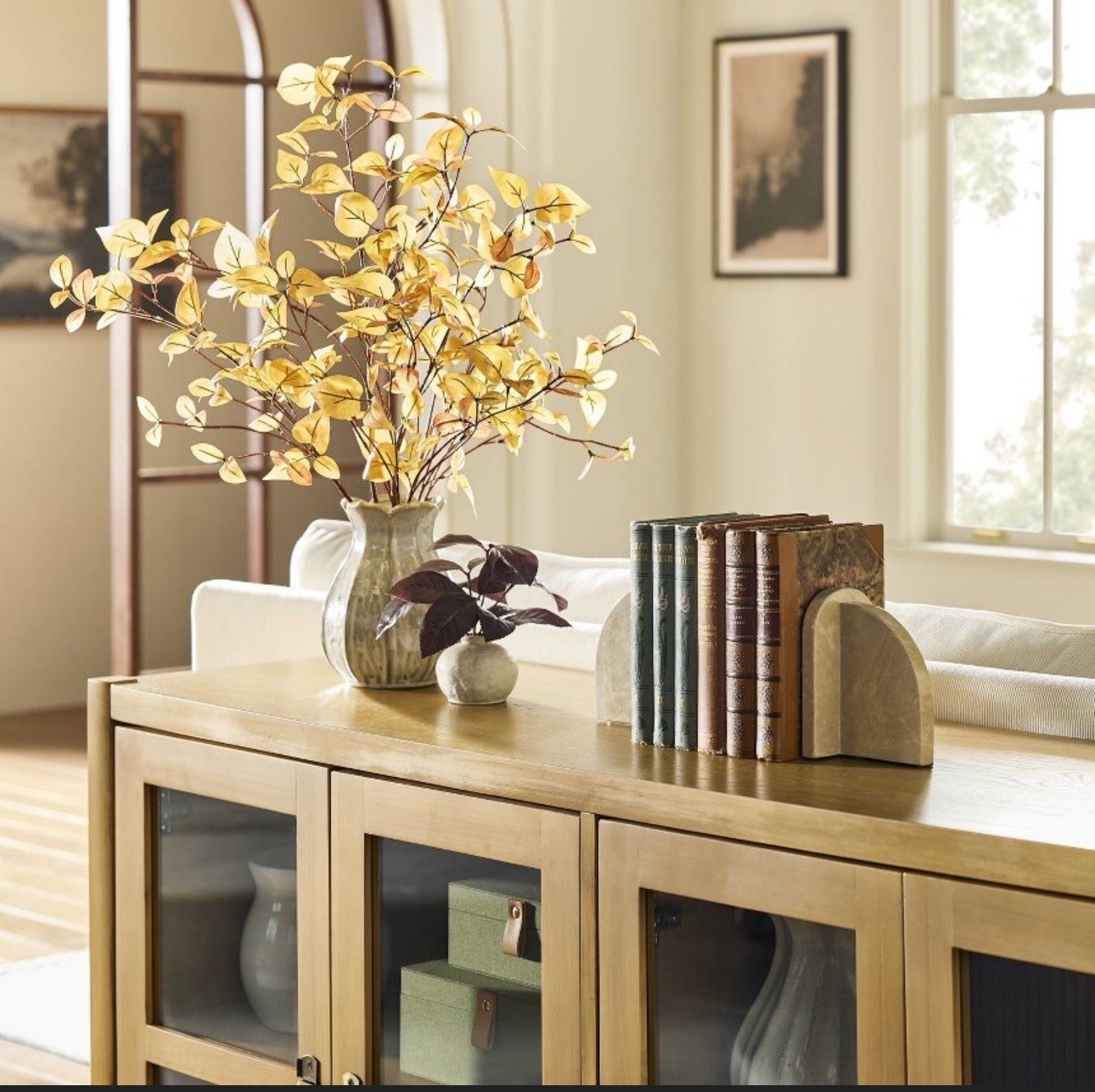 6.5″ Black Plum Leaf Artificial Plant Arrangement Hearth & Hand with Magnolia