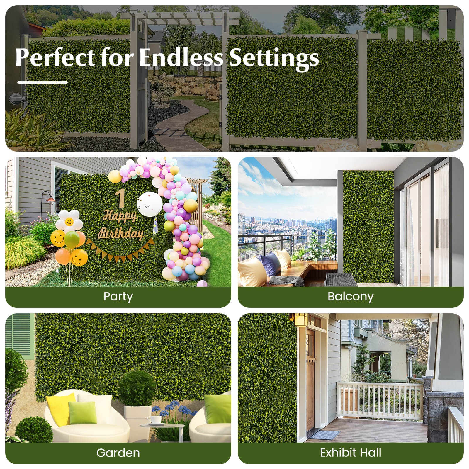 12 PCS 20″ x 20″ Artificial Hedge Boxwood Panels w/ Realistic Undulant surface