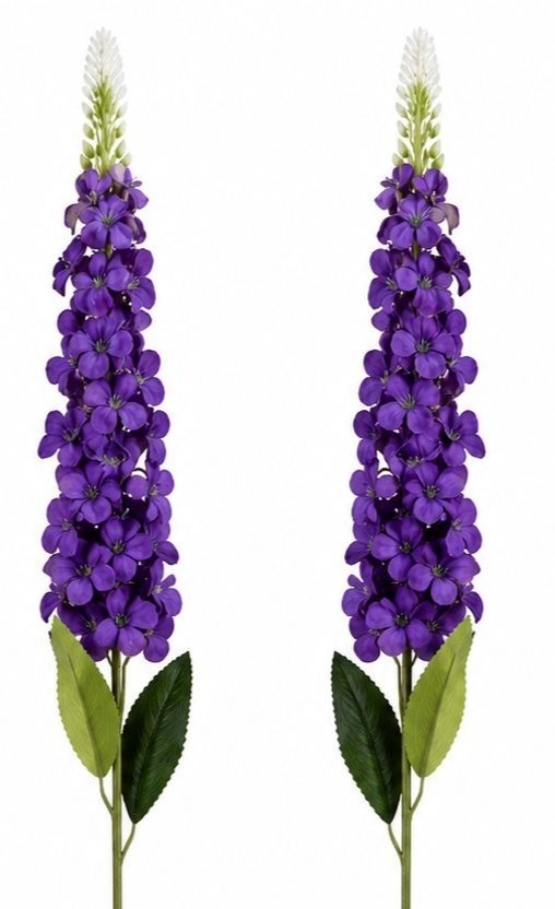 Purple Snapdragon Stems Set of 2 Artificial Larkspur Spike Flowers 26 Inch Faux