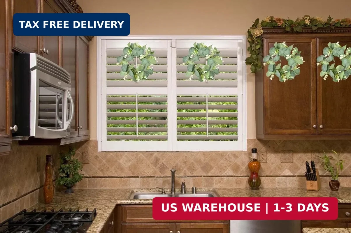 LSKYTOP 4Pcs Eucalyptus Wreath Faux Kitchen Cabinet Wreaths Artificial Greenery